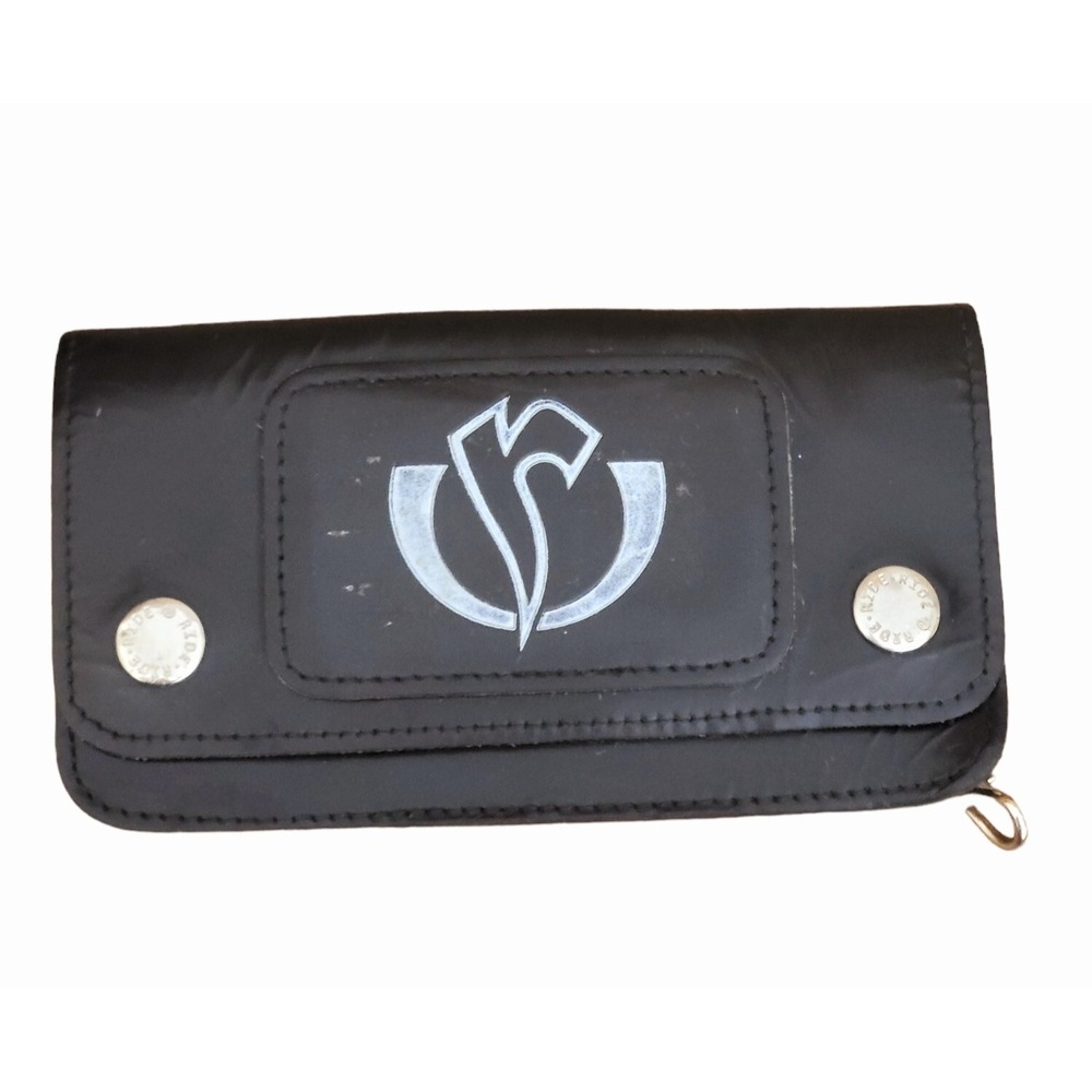 Vintage Ride Motorcycle Black Leather Thin Wallet Billfold Trucker‎ Biker
